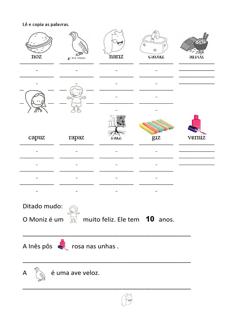 Ler e Copiar Palavras - Az, Ez, Iz, Oz, Uz | PDF
