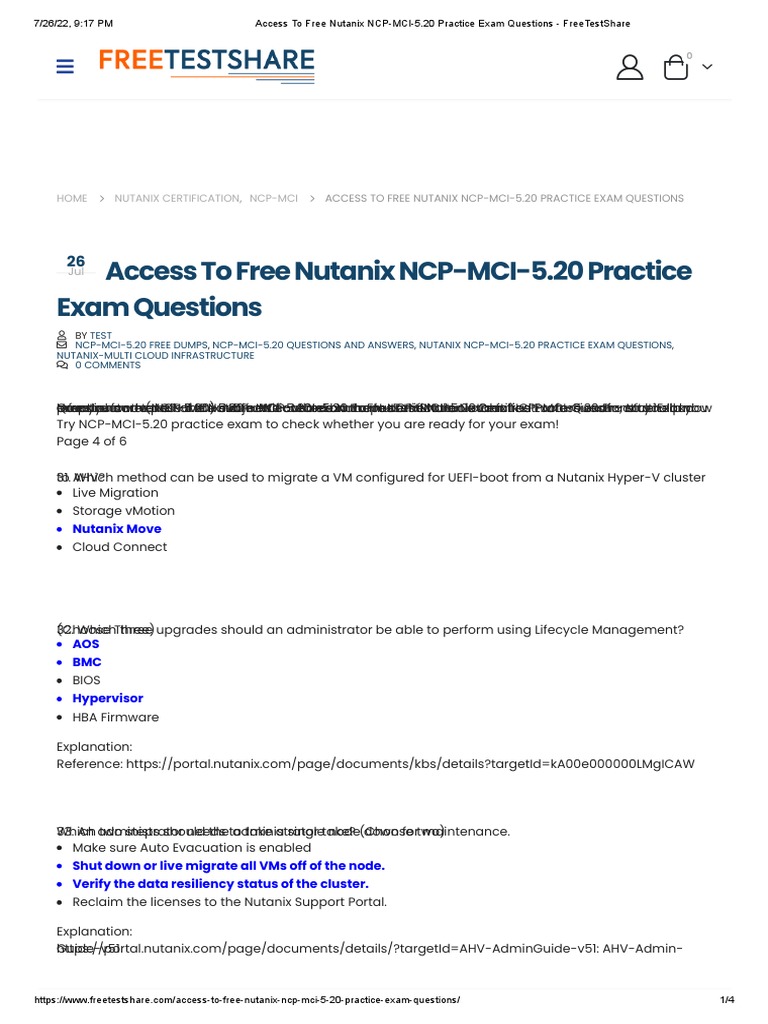 Access To Free Nutanix NCP MCI 5 20 Practice Exam Questions Access To Free Nutanix NCP MCI 5 20 Practice Exam Questions