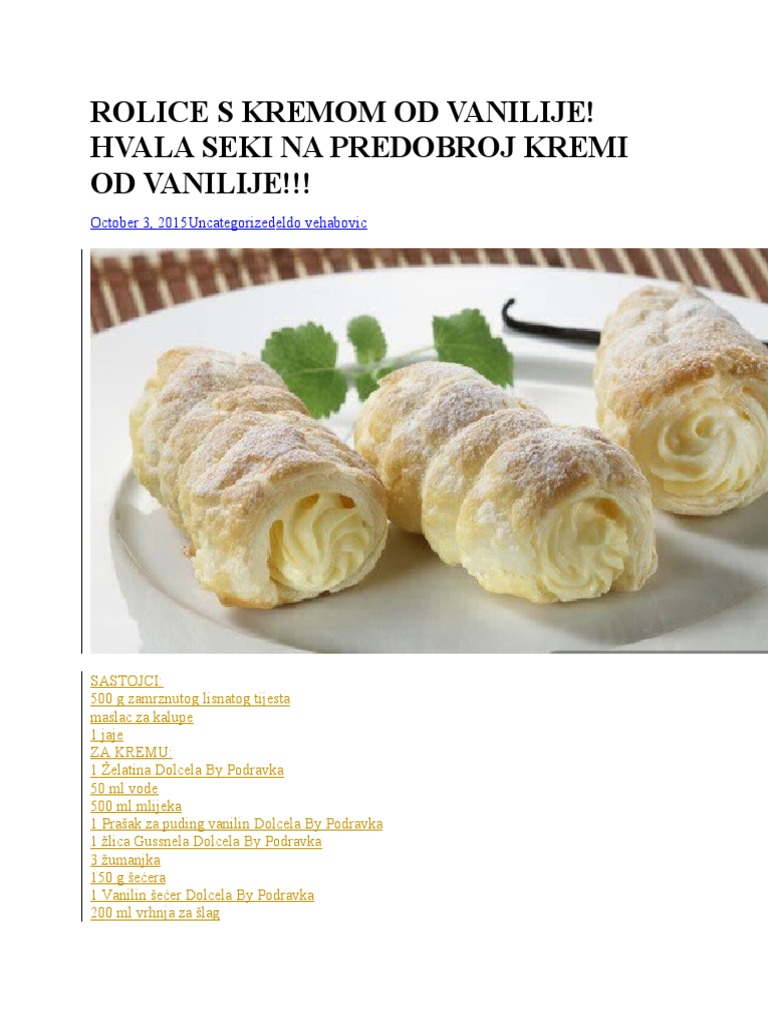 Rolice S Kremom Od Vanilije | PDF