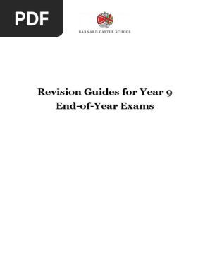 End-of-year exam revision info (Yr9)