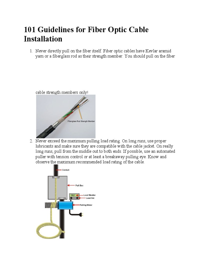 Fiber Optic Cable Installation Guidelines | PDF | Optical Fiber | Duct ...