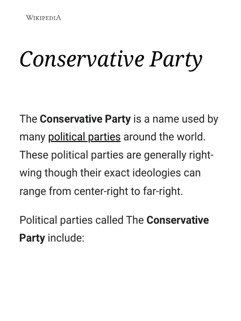 Conservative Party - Wikipedia | PDF | Conservatism | Conservative ...