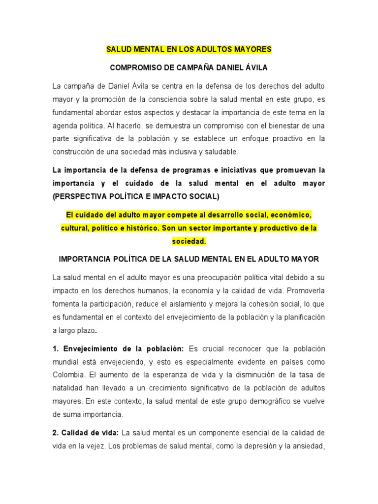 Salud Mental en Adultos Mayores: Campaña | PDF | Ciencias sociales ...