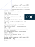 English JAMB Questions and Answers 2023