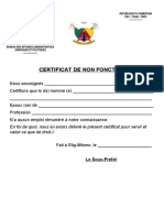 Certificat de Non Fonction - 061432