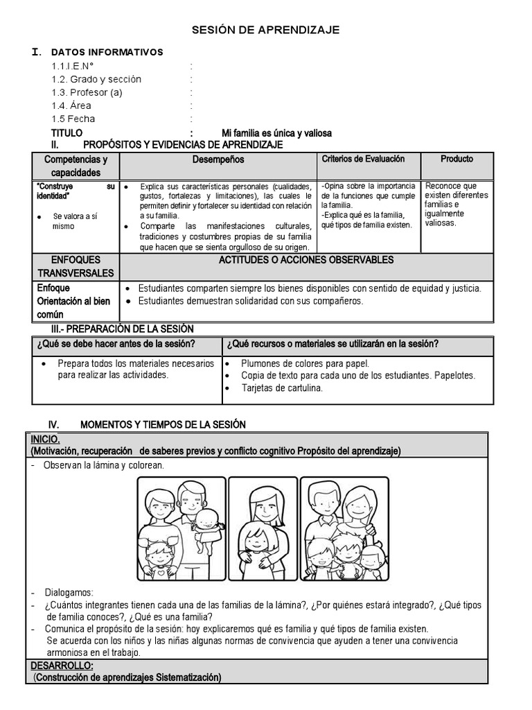 Mi familia es única y valiosa | PDF | Familia | Aprendizaje