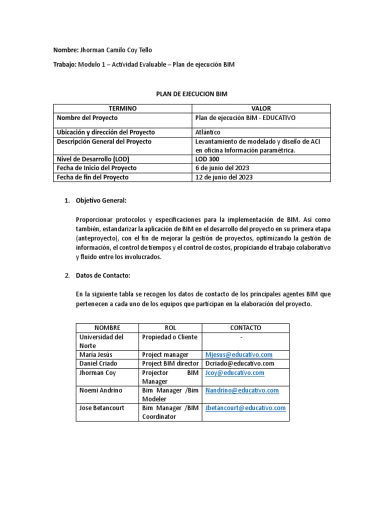 Plan de Ejecución BIM para Proyecto Educativo | PDF | Software ...
