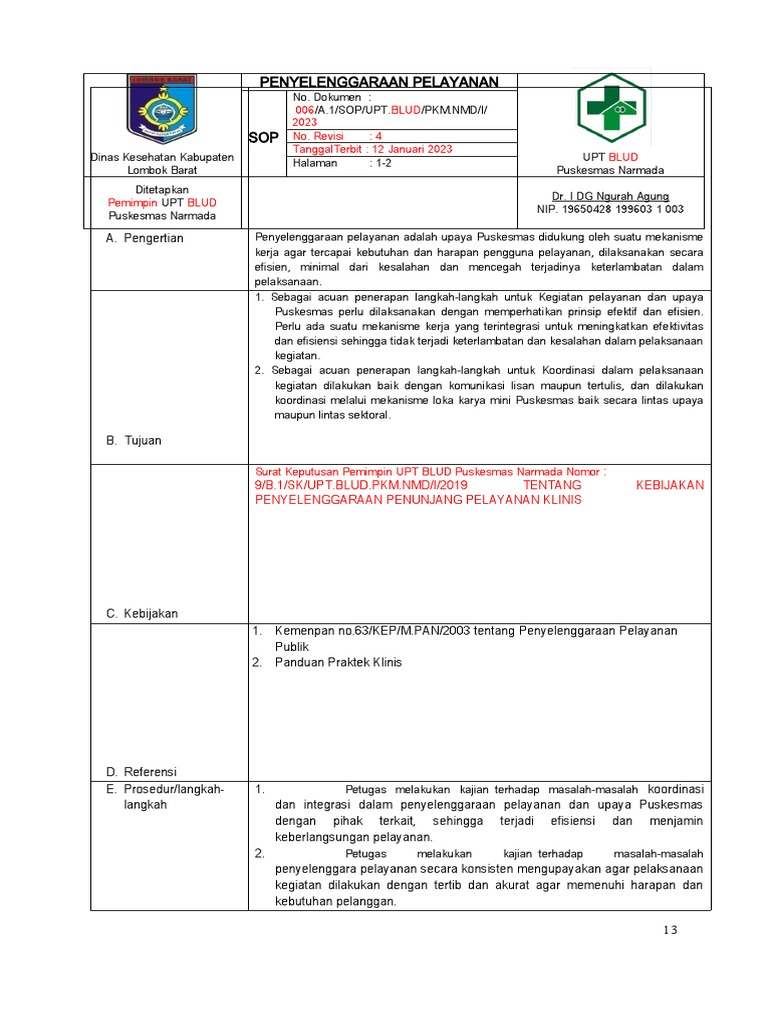 Contoh format sop terbaru 2023 pdf