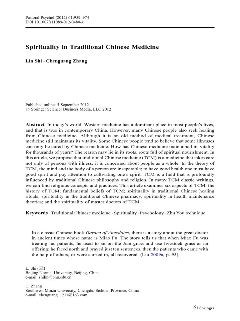 Spirituality in Traditional Chinese Medicine | PDF | Traditional ...