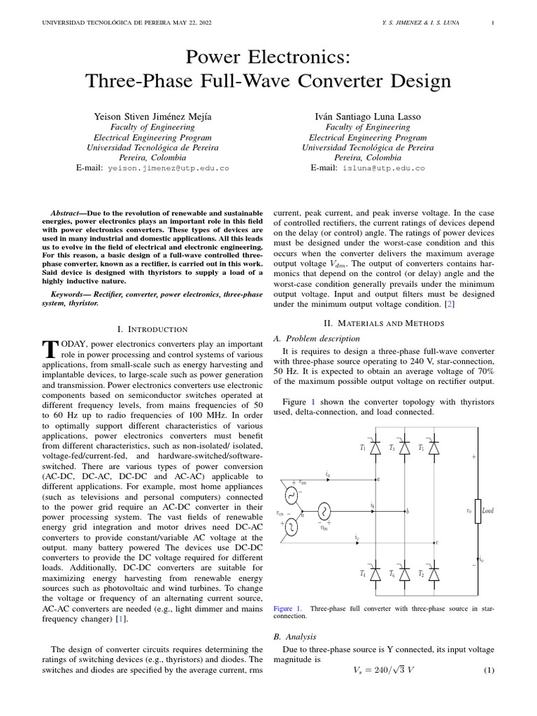 Taller Parcial Electronica de Potencia PDF Power Electronics