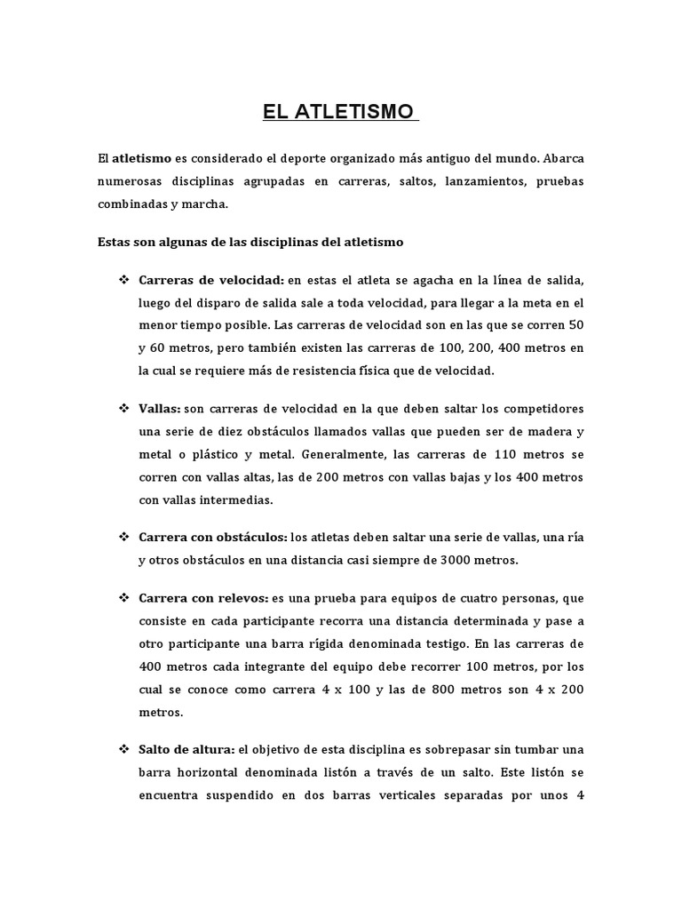 ATLETISMO | PDF | Deporte del atletismo | Deportes atléticos