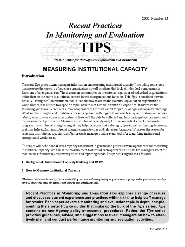 Measuring Institutional Capacity for USAID | PDF | Capacity Building ...