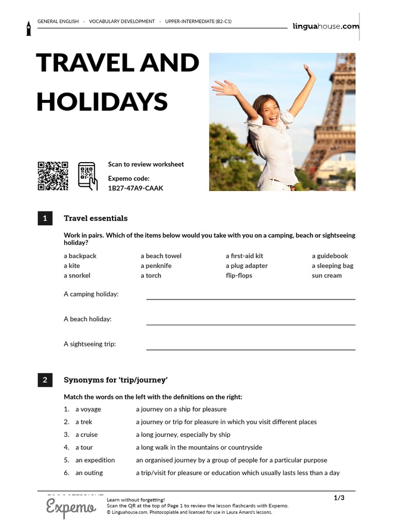 Travel Vocabulary for Upper-Intermediate Learners | PDF