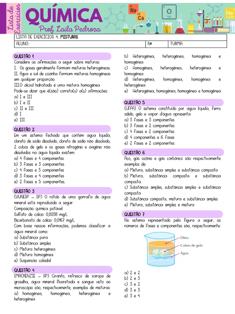 Lista 20de 20exerci CC 81cios 204 20 20misturas 20 | PDF | Mistura ...