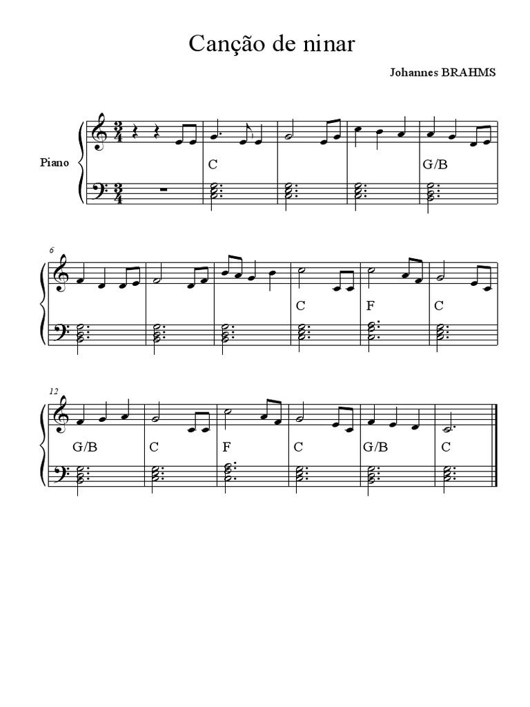 Canção de Ninar (J.brahms) | PDF