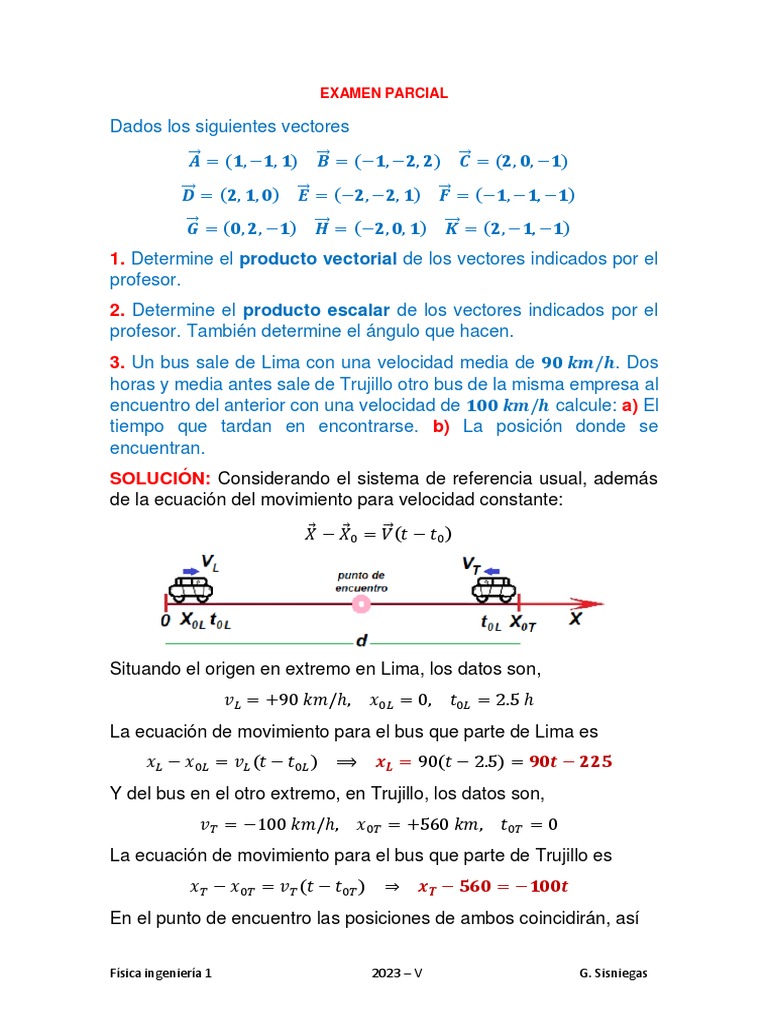 Examen Parcial Fisica Ingenieria 1 Solucion-1 | PDF | Vector Euclidiano ...