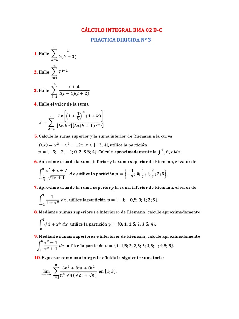Ejercicios Calculo Integgral | PDF | Integral | Cálculo
