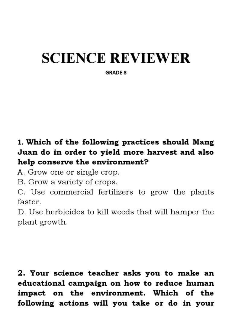 Grade 8 Science Review on Ecosystems | PDF | Science & Mathematics