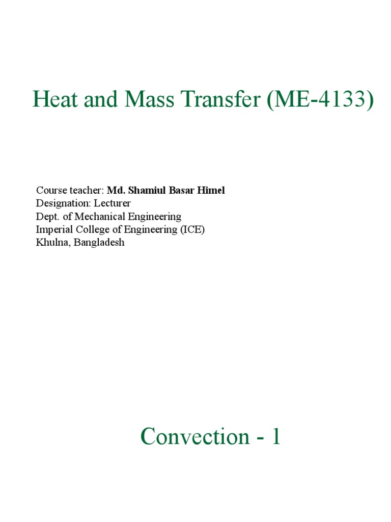 L1 - Heat and Mass Transfer | PDF | Heat Transfer | Convection