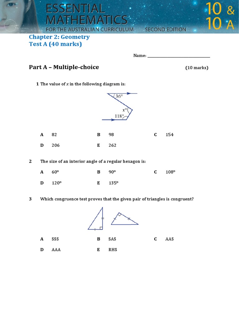 Chapter Test - 02A | PDF | Euclidean Plane Geometry | Geometric Shapes