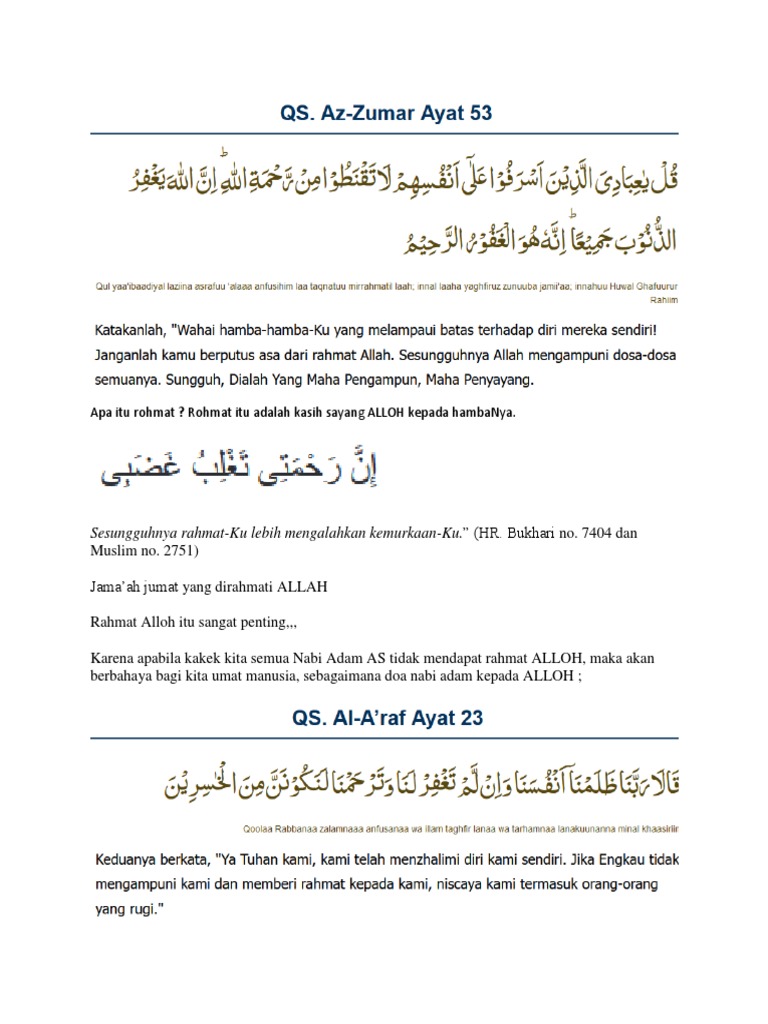 Khotbah Jumat - Rohmat Alloh | PDF
