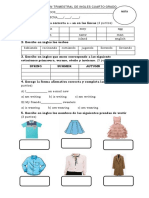 Evaluacion Trimestral de Ingles Cuarto Grado