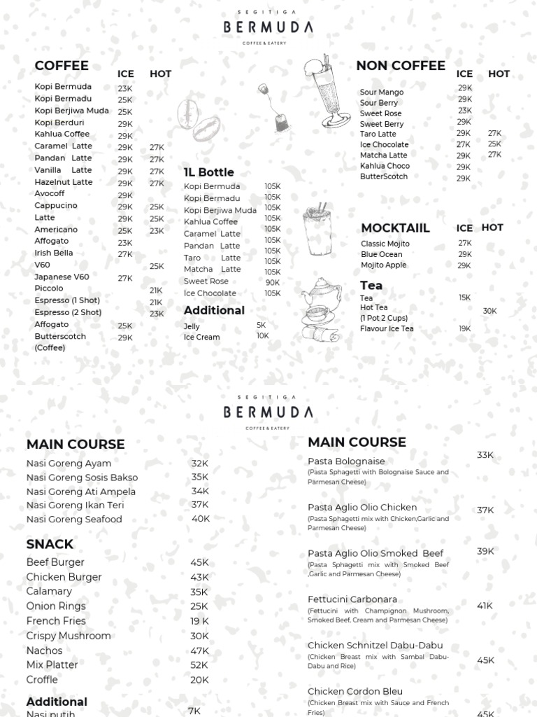 Menu Bermuda PDF Pasta Cuisine