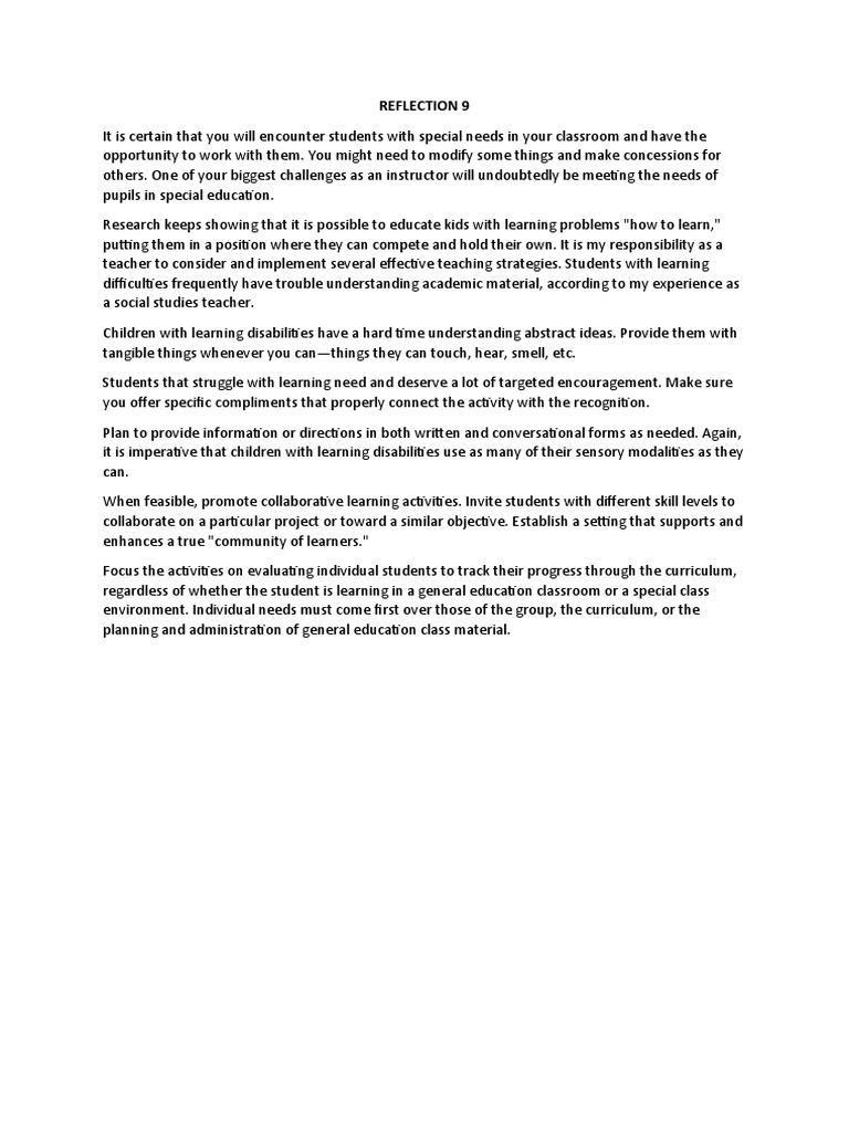 Reflection 9 | PDF | Career & Growth | Self-Improvement