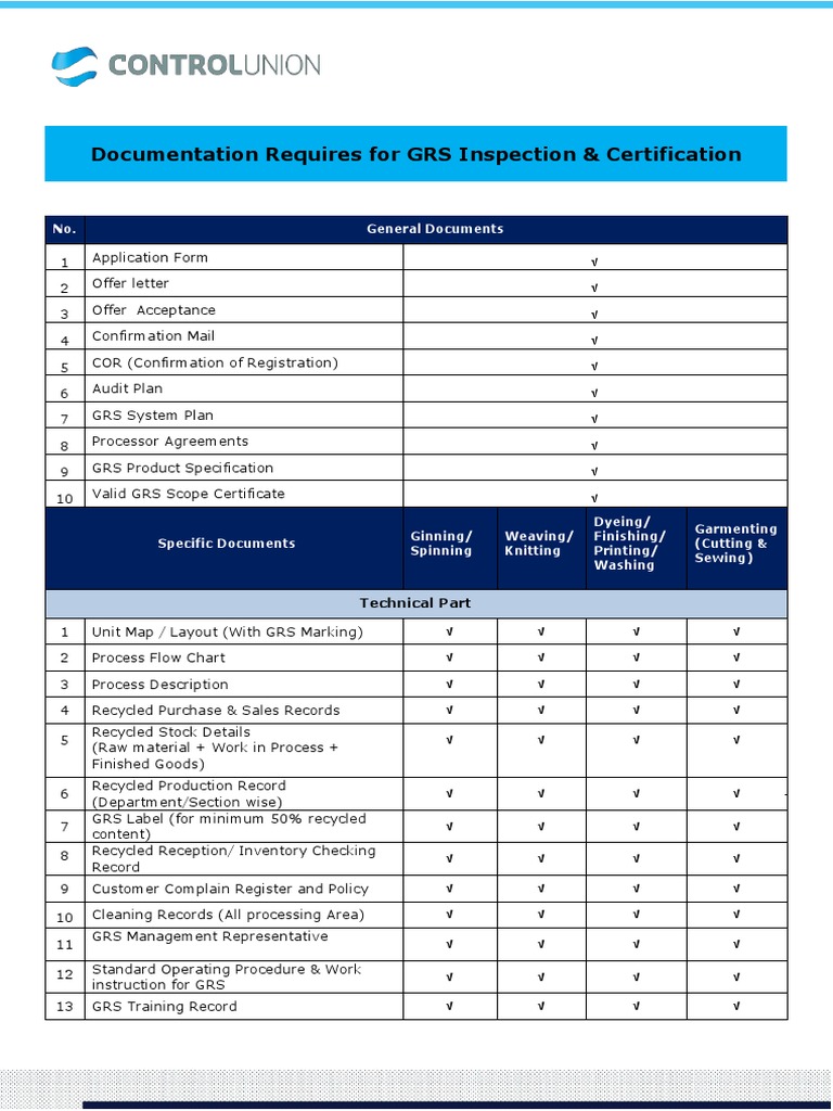 GRS Check List - V4.0 | PDF | Waste | Pollution