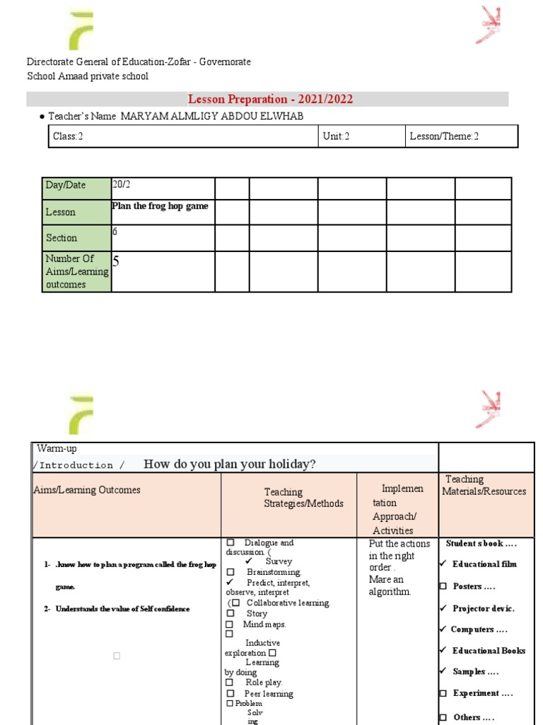 Frog Hop Game Lesson Plan | PDF | Intelligence | Cognitive Psychology