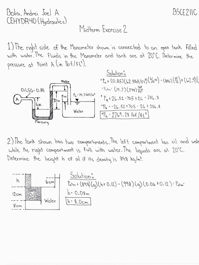 Hydraulics Exercise 2 Bolia PDF
