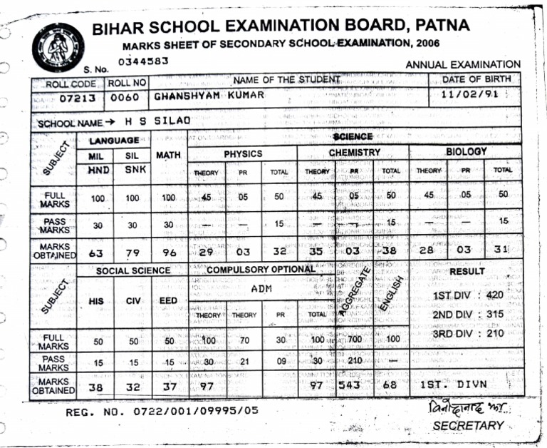 10th Marksheet | PDF | Secondary Education | Educational Stages