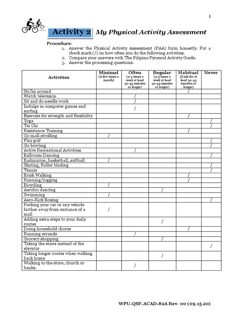 Physical Activity Self-Assessment | PDF | Physical Exercise | Physical ...