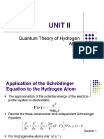 Unit Ii: Quantum Theory of Hydrogen Atom