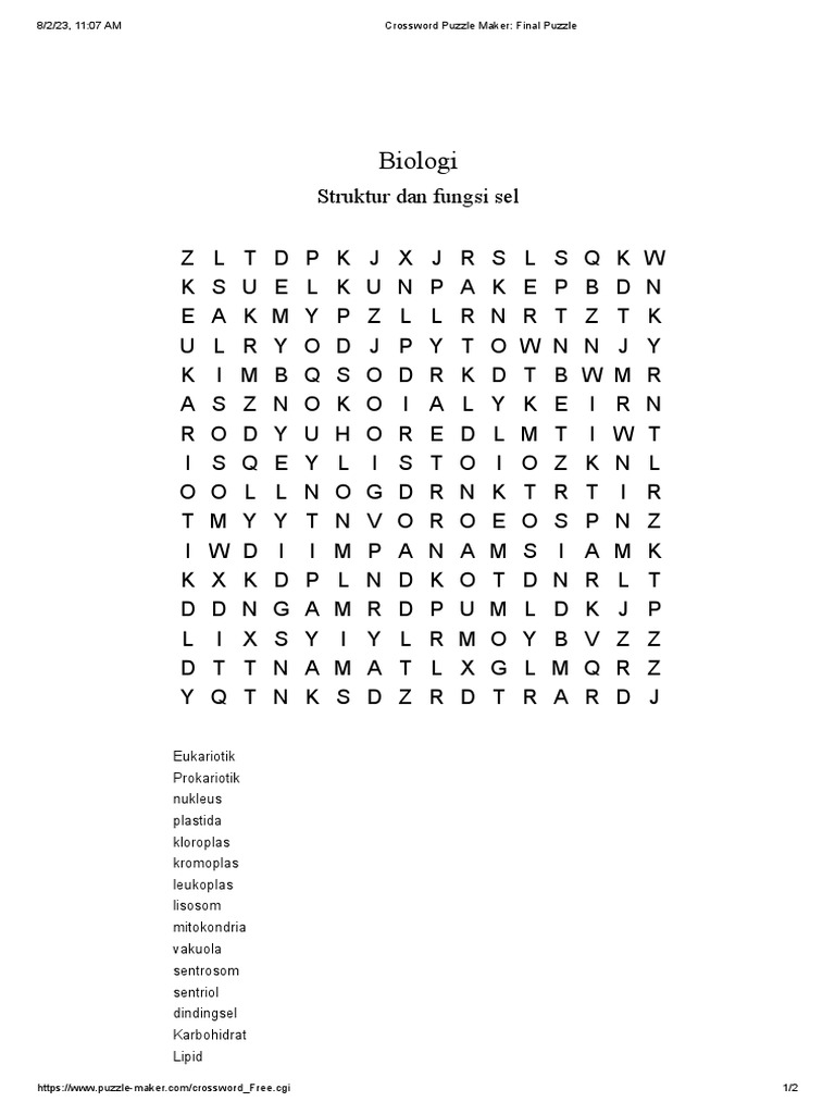 Crossword Puzzle Maker Final Puzzle PDF