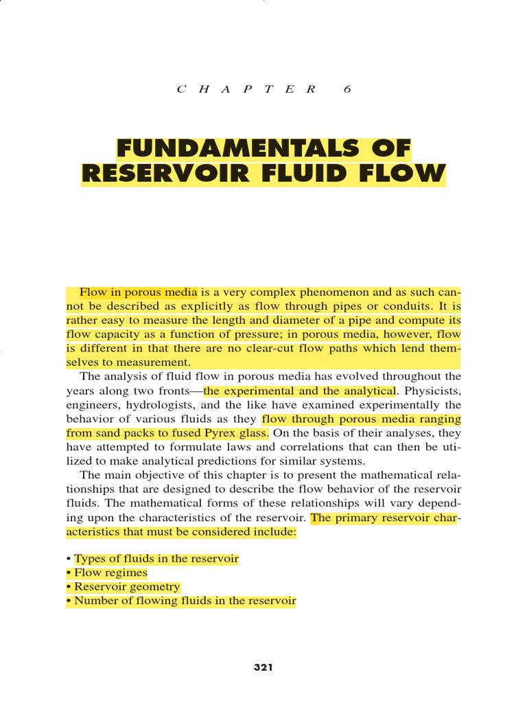 Fundamentals of Reservoir Fluid Flow | PDF | Fluid Dynamics | Pressure