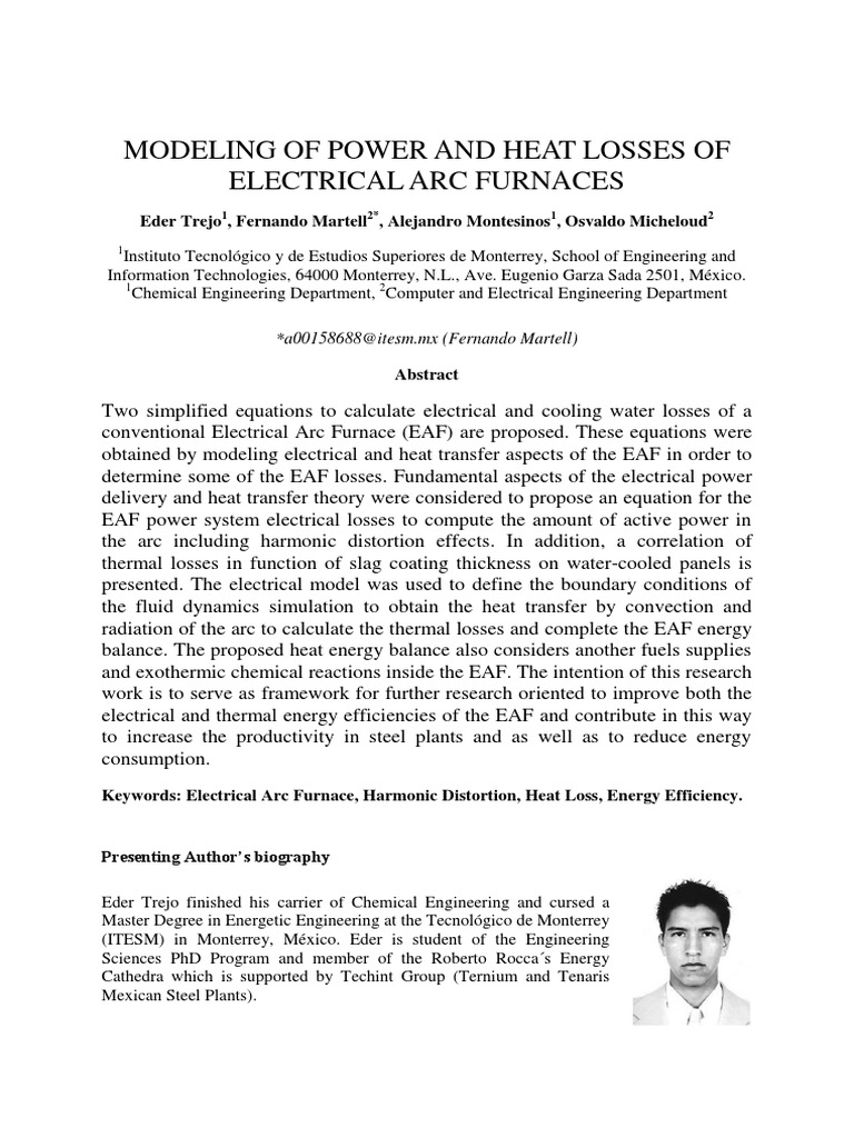 EAF Power and Heat Loss Modeling | PDF | Heat Transfer | Electric Arc