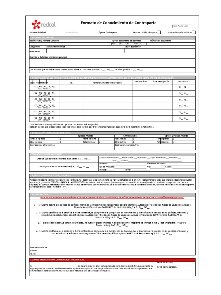 Formato de Conocimiento de Contraparte | PDF | Corrupción política ...