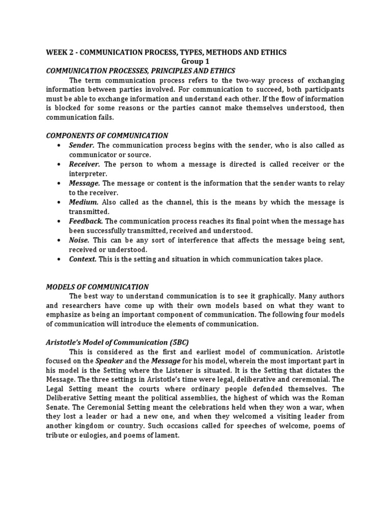 Communication Process and Ethics Overview | PDF