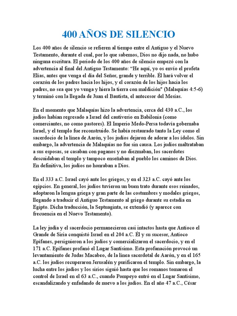 400 Años de Silencio en la Biblia | PDF | Fariseos | Religiones abrahámicas