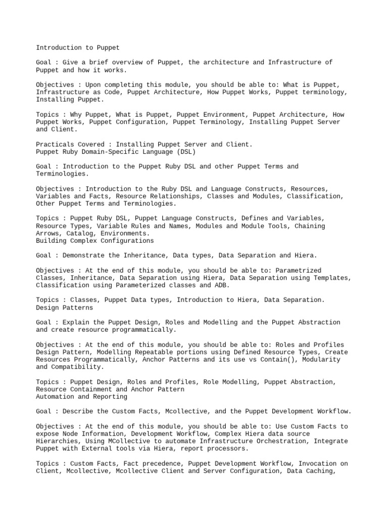 Puppet Course Pdf Class Computer Programming Scalability
