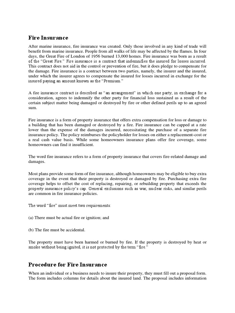 Fire and Burglary Insurance | PDF