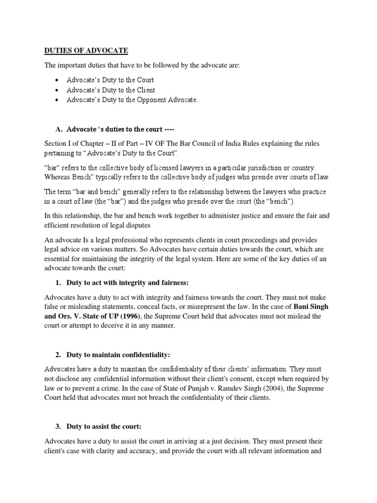 Advocate's Duties to Clients and Court | PDF | Advocate | Lawyer