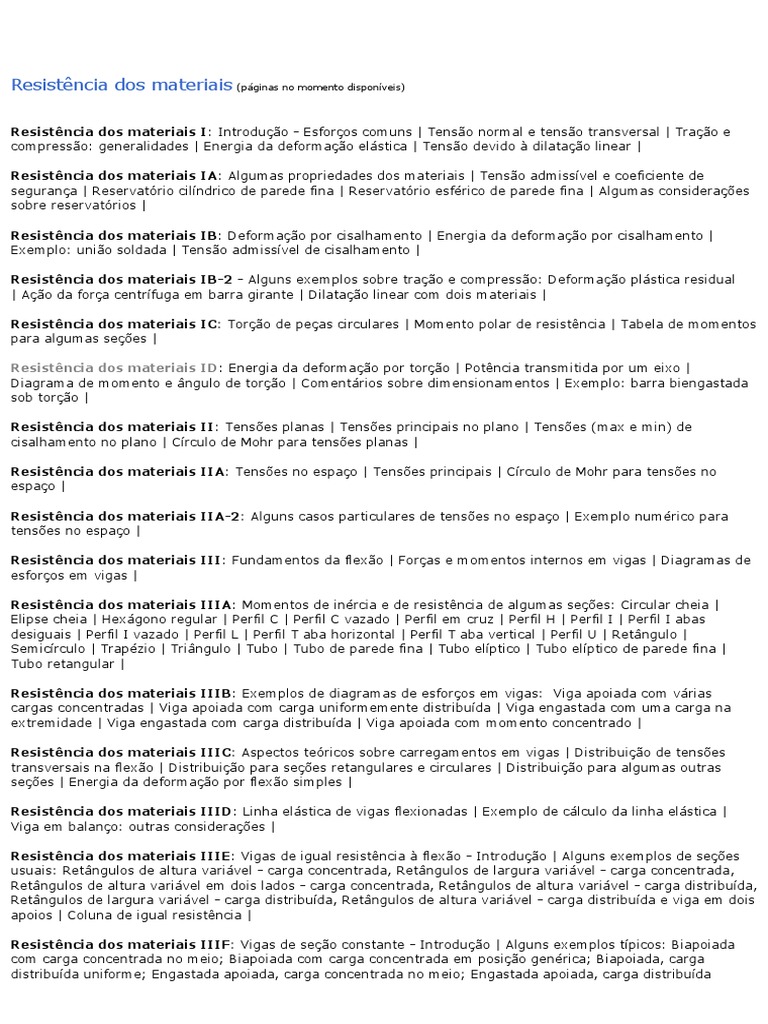Resistencia Dos Materiais | PDF | Estresse (Mecânica) | Módulo de