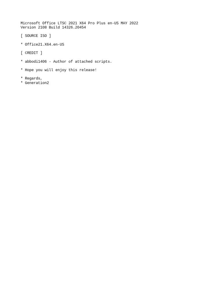 Microsoft Office LTSC 2021 X64 Pro Plus enUS MAY 2022 (Gen2) PDF