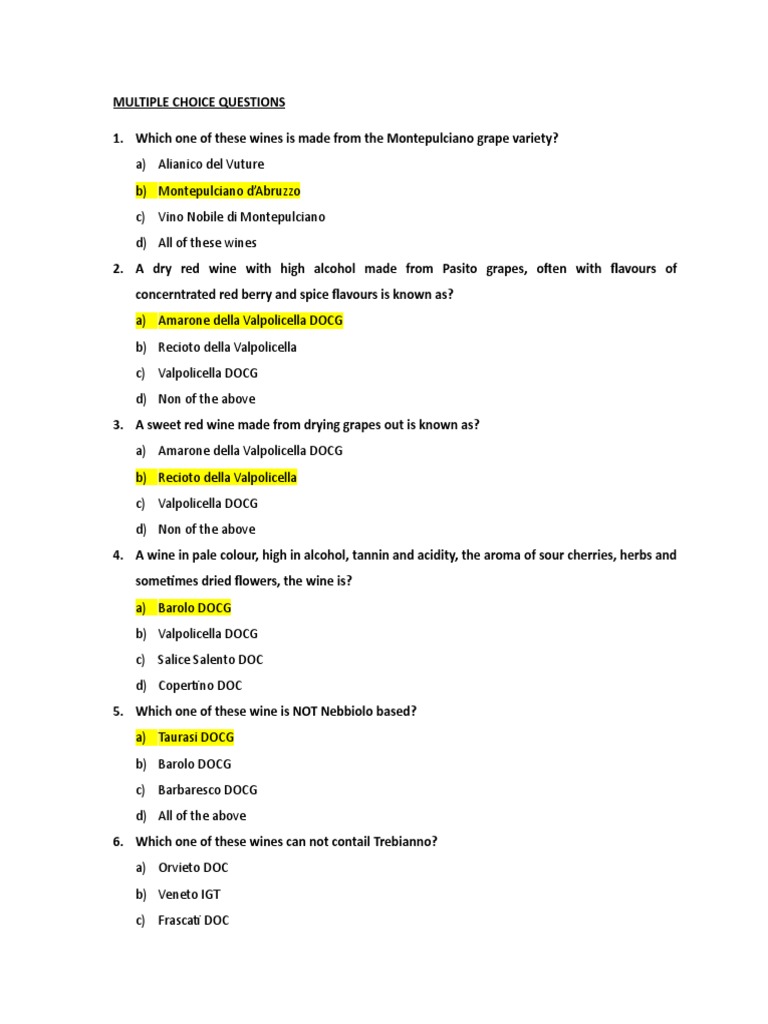 Italian Questions (Multiple Choices and Short Answers) - Lily 30.8.2023 ...
