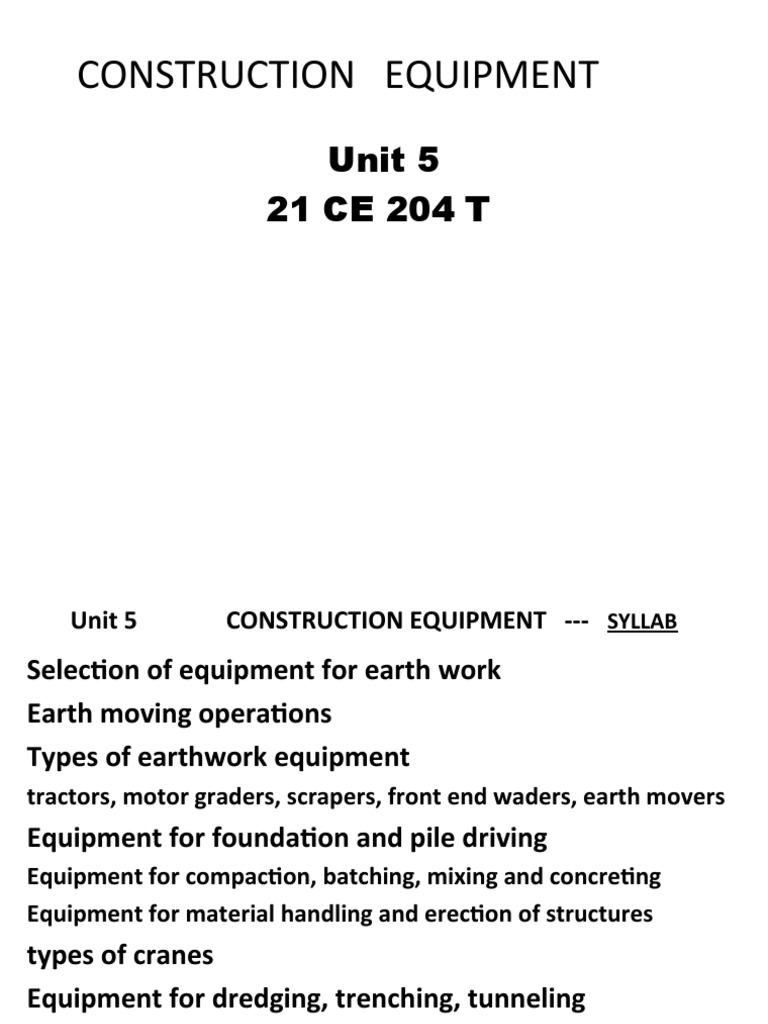 Construction Equipment for Earthwork | PDF