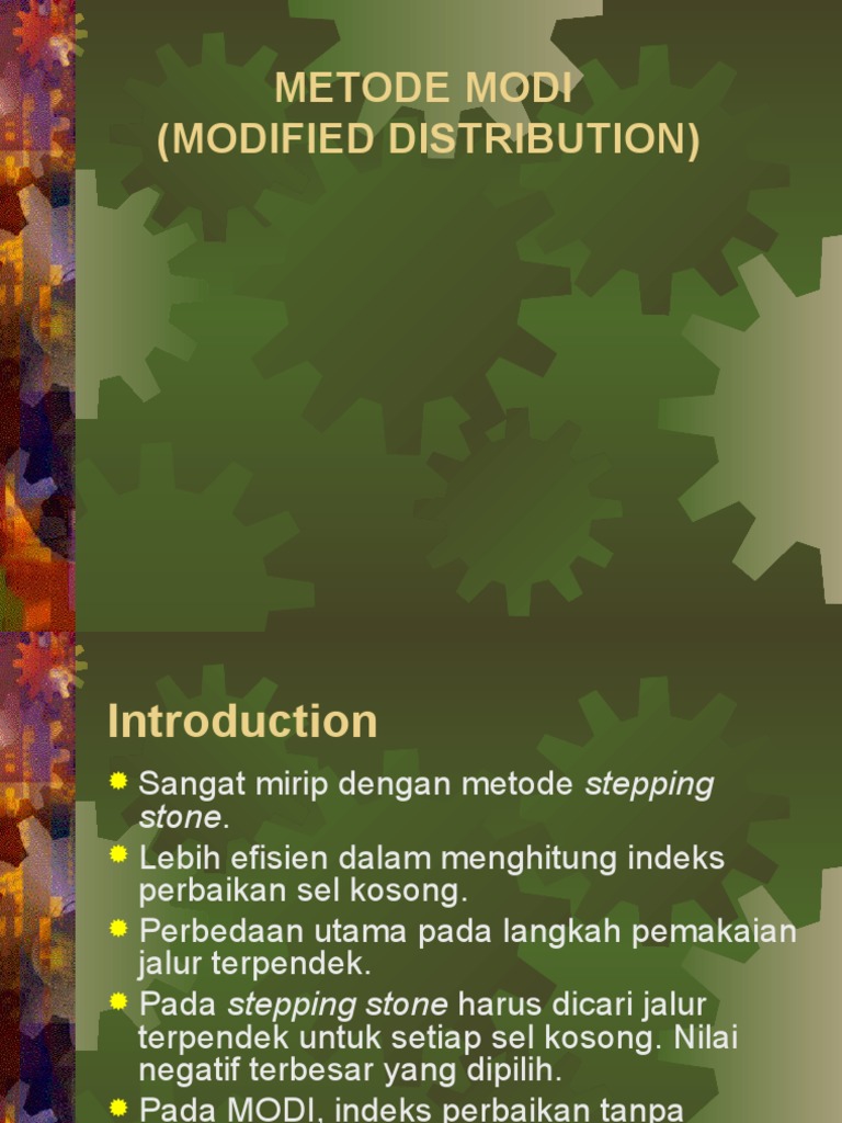 Metode MODI untuk Optimalisasi Transportasi | PDF
