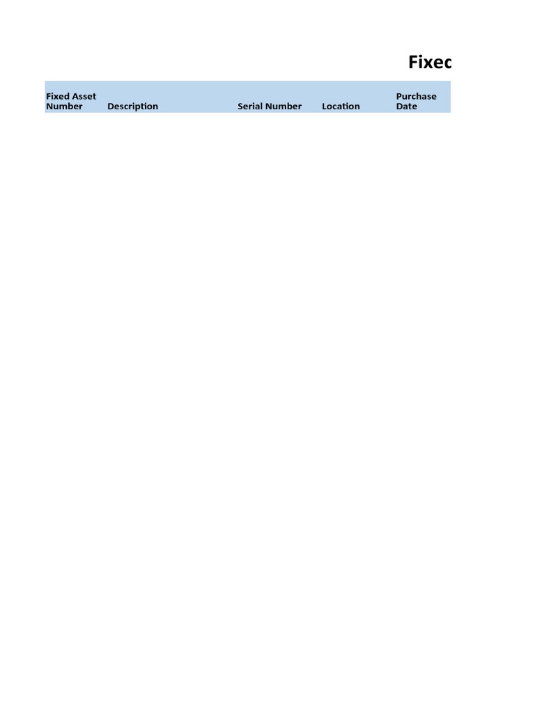 Fixed Asset Register Template Guide | PDF