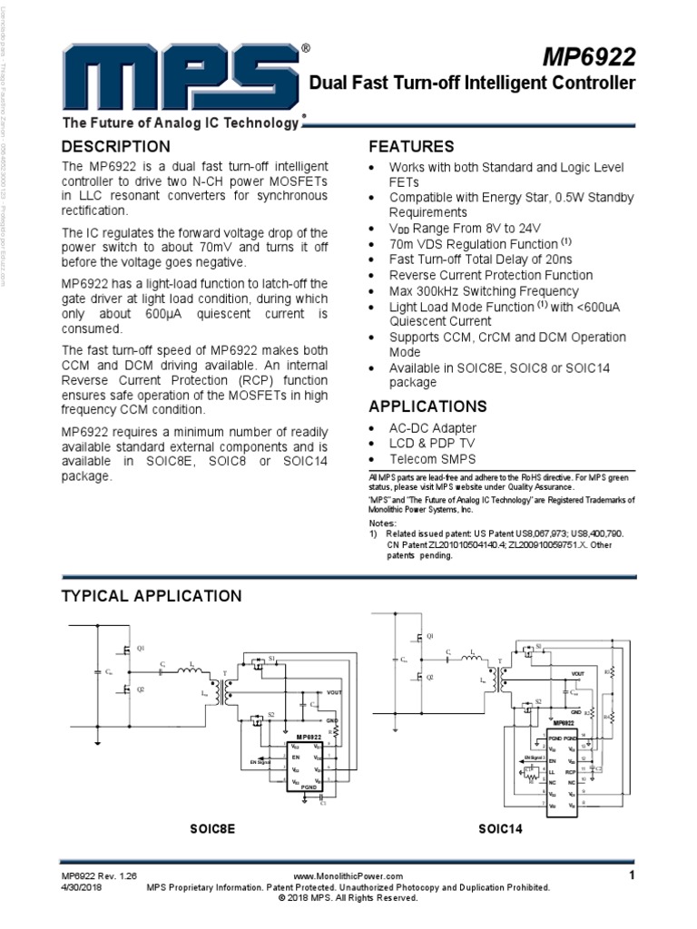 mp6922 Mps | PDF